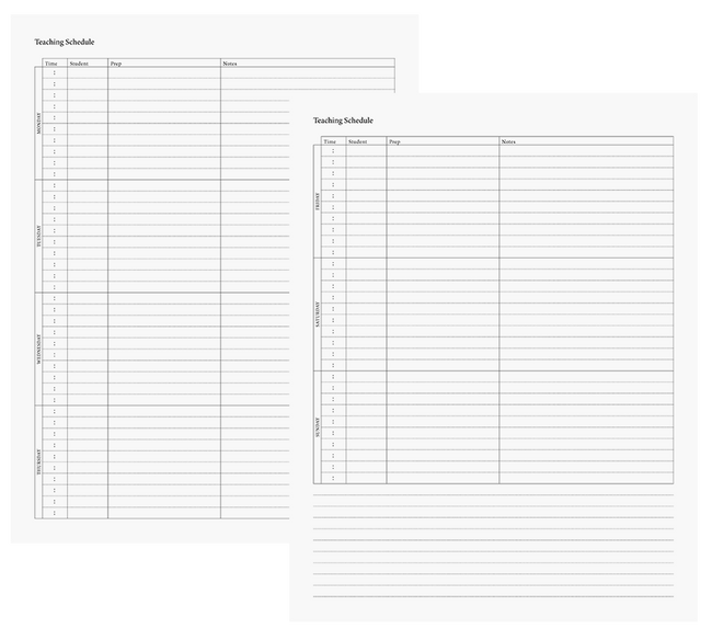 One-to-one Teaching Planner