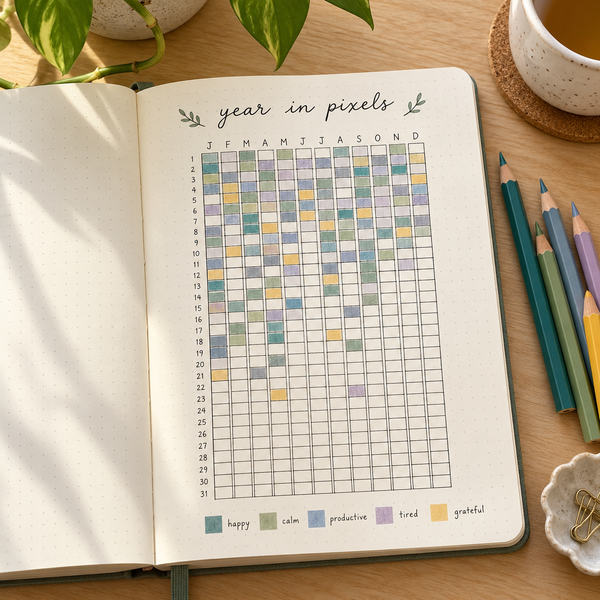 Bullet Journal Year in Pixels: A Simple Guide + Free Printable