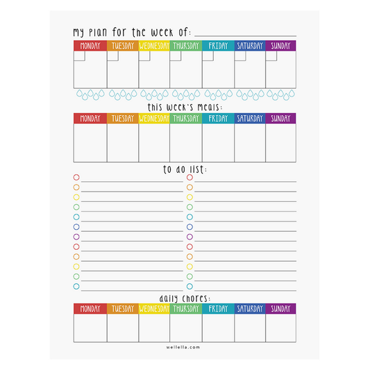 Printable Weekly Planner Rainbow Edition