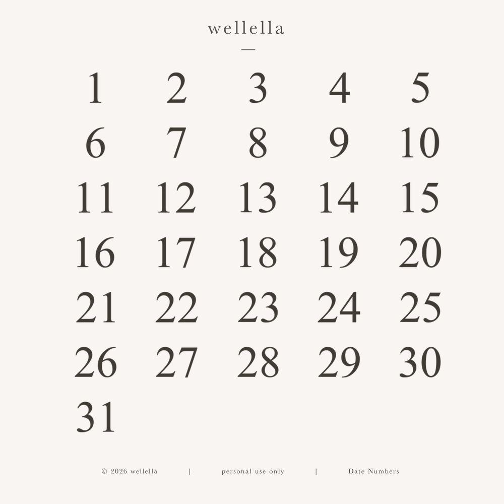Date Numbers for Month