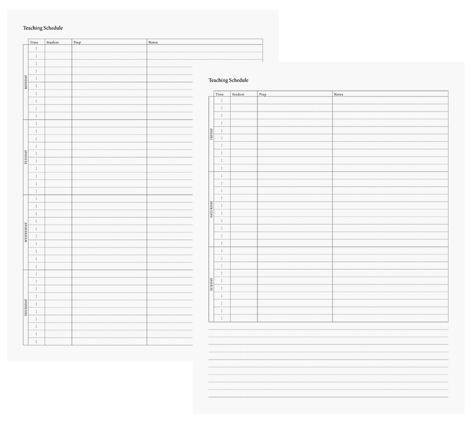 One-to-one Teaching Planner