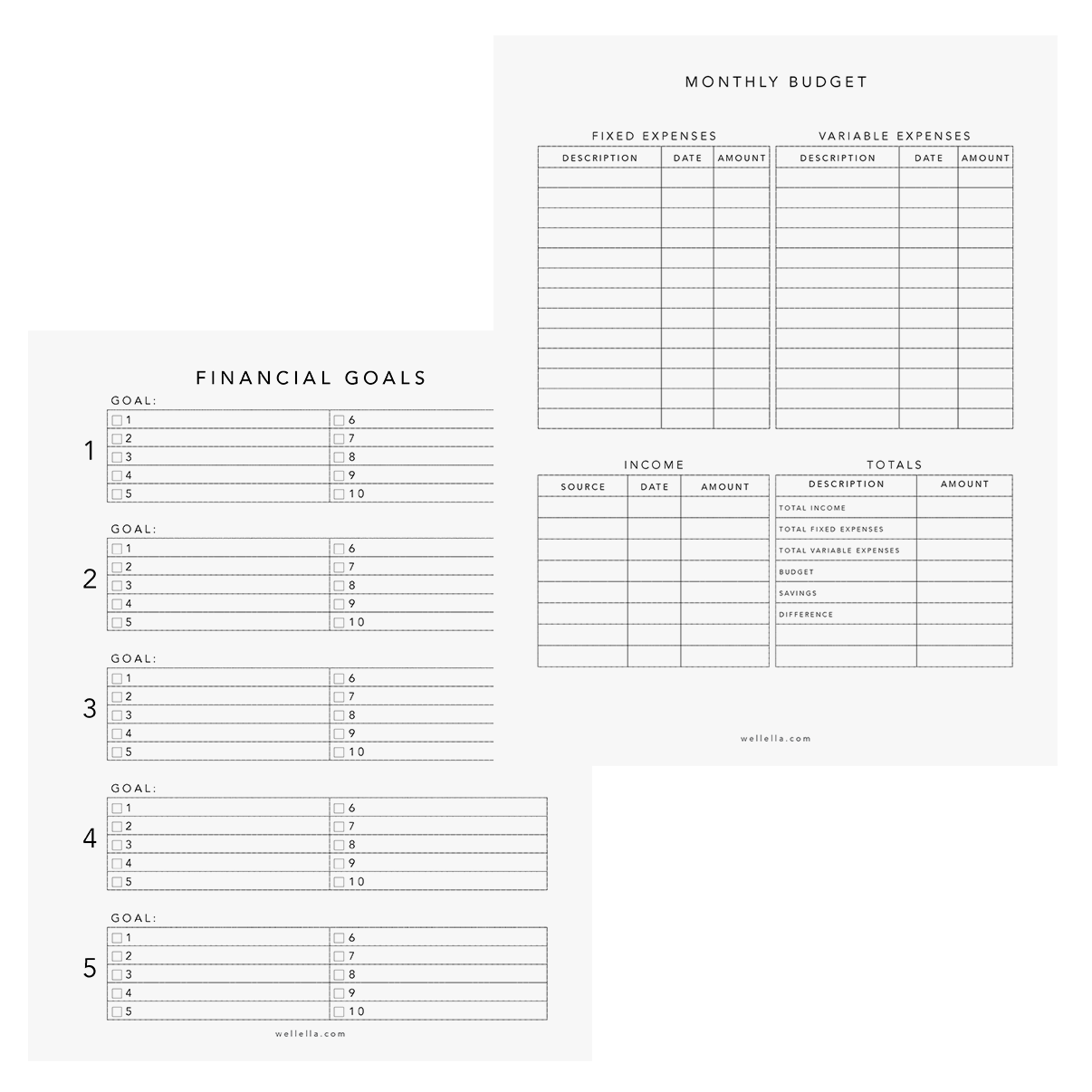 Free Financial Planner - Printable Budget Planner PDF Download - Wellella