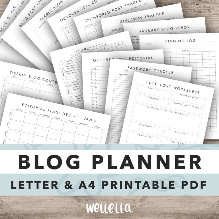 Free Printable Blogging Planner Wellella A Blog About Bullet Journaling